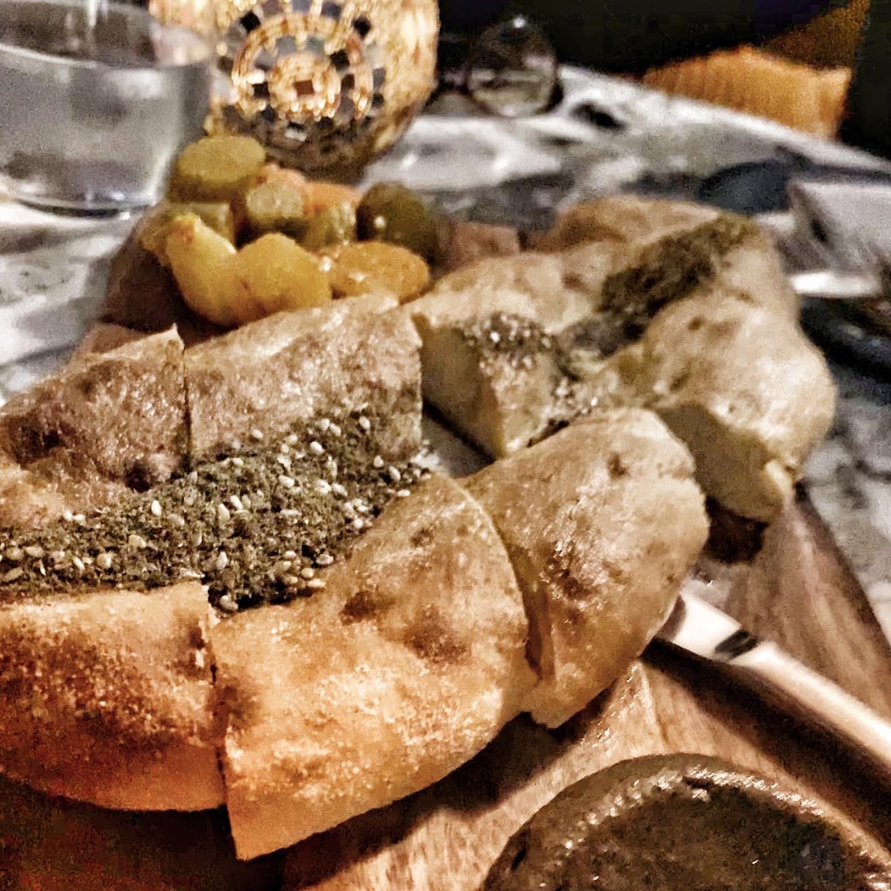 Warm bread and dips at Tayim